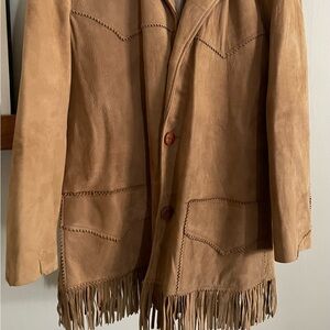 Tan Leather Fringe Jacket